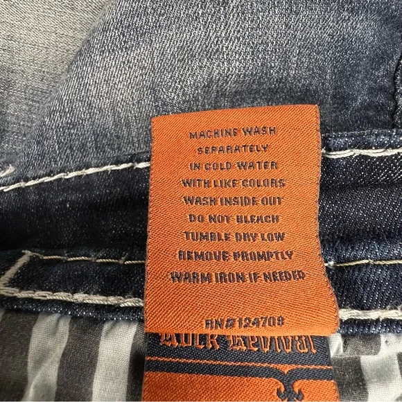 Rock Revival Jeans Mens 40x31 Blue Medium Wash Hern Straight Thick Stitch Cowboy